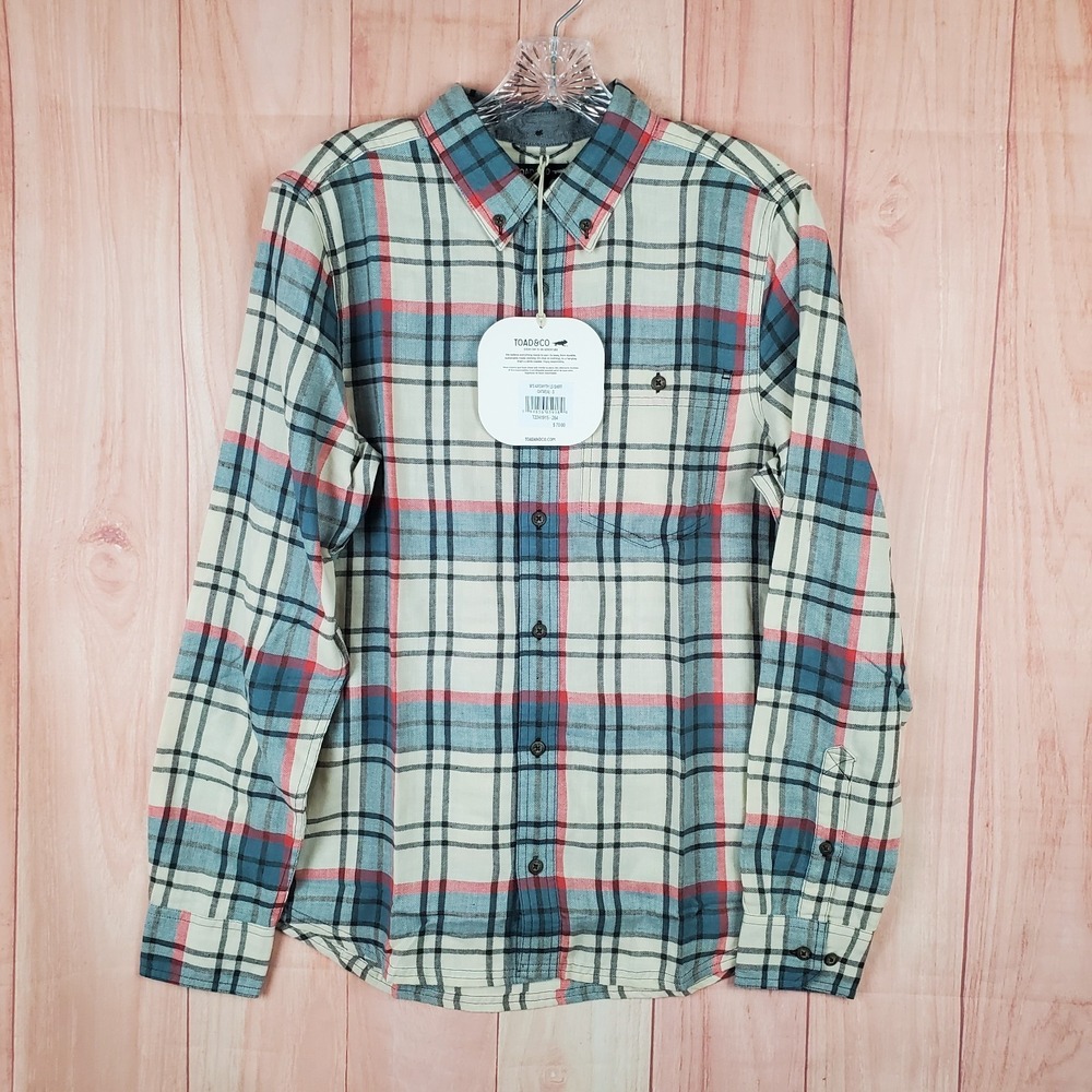 Toad & Co Airsmyth Shirt Mens S Multicolor Plaid Cotton Standard Fit Button Down